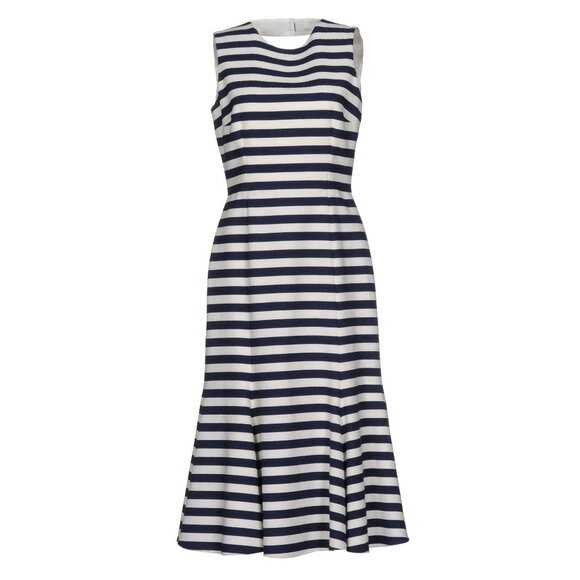 DOLCE & GABBANA DRESS OPEN BACK STRIPED COTTON BLEND FLOUNCE SKIRT sz 40 4 - Picture 4 of 9